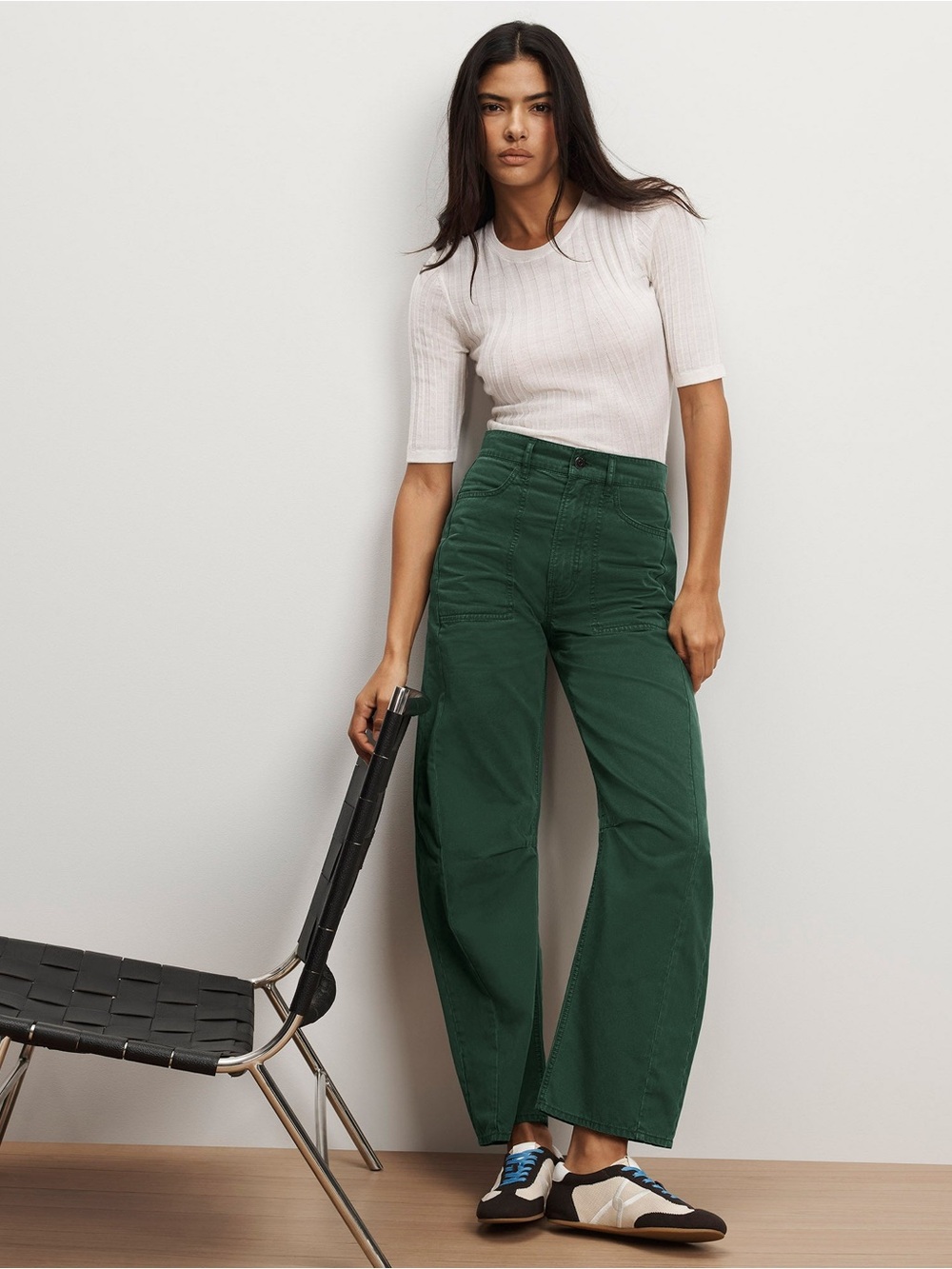 NWT Veronica Beard Sloan Barrel Pant Dark Hunter Green 26 ($348)